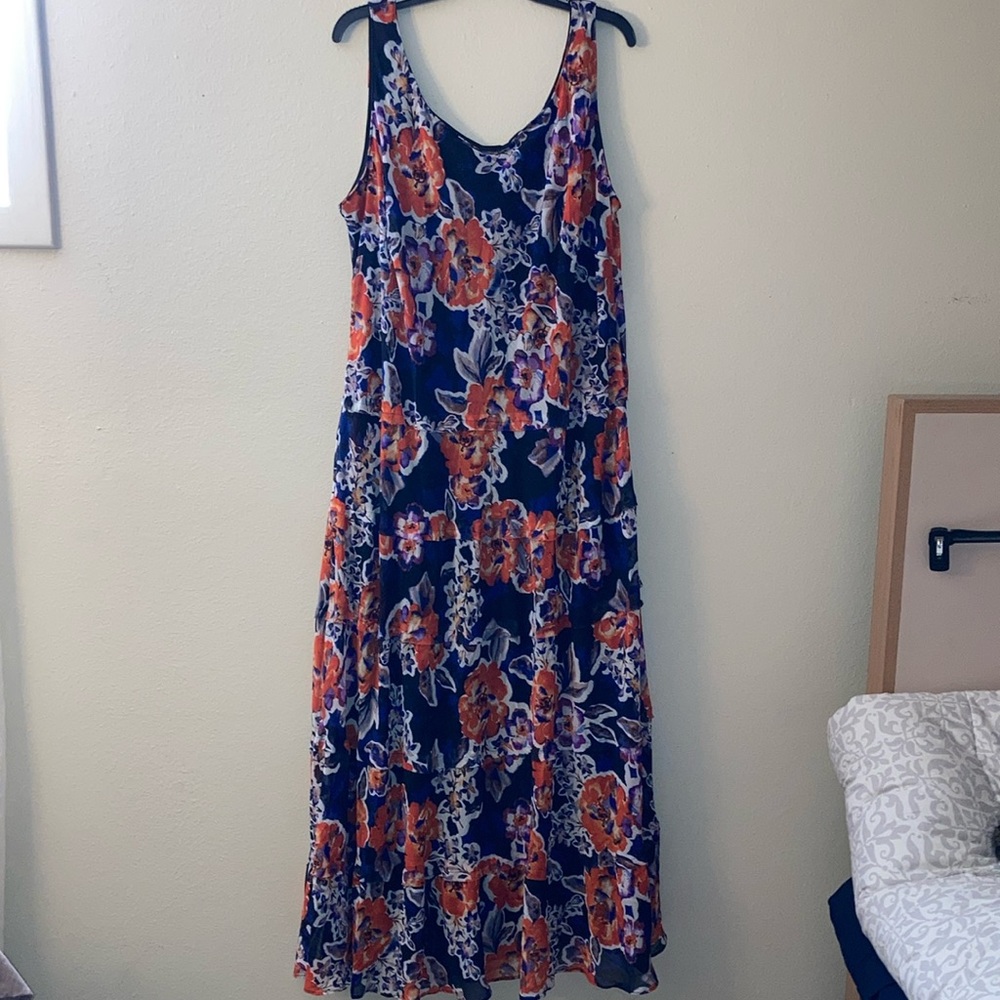 Jones studio tank style maxi dress sheer with slip lining